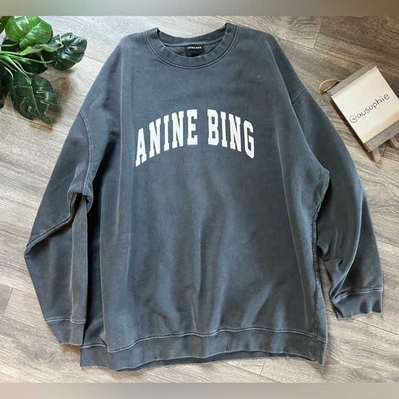 ANINE BING Revolve Distressed Designer Tyler Sweatshirt in Gray White Size XL - Picture 9 of 15